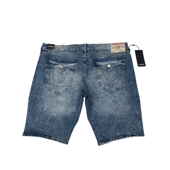 True Religion Other - True Religion Ricky SN Flap Denim Shorts Light Blue Wash Mens 40" Fit 42" New